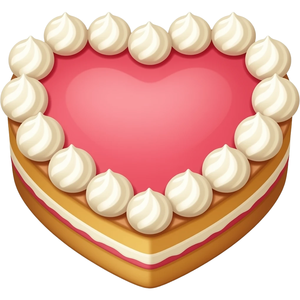 heart shaped cake with cream topping emoji