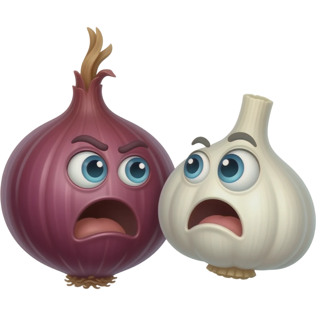 Лук и чеснок ссорятся emoji
