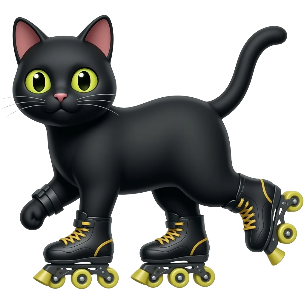 Black cat on rollerblades emoji