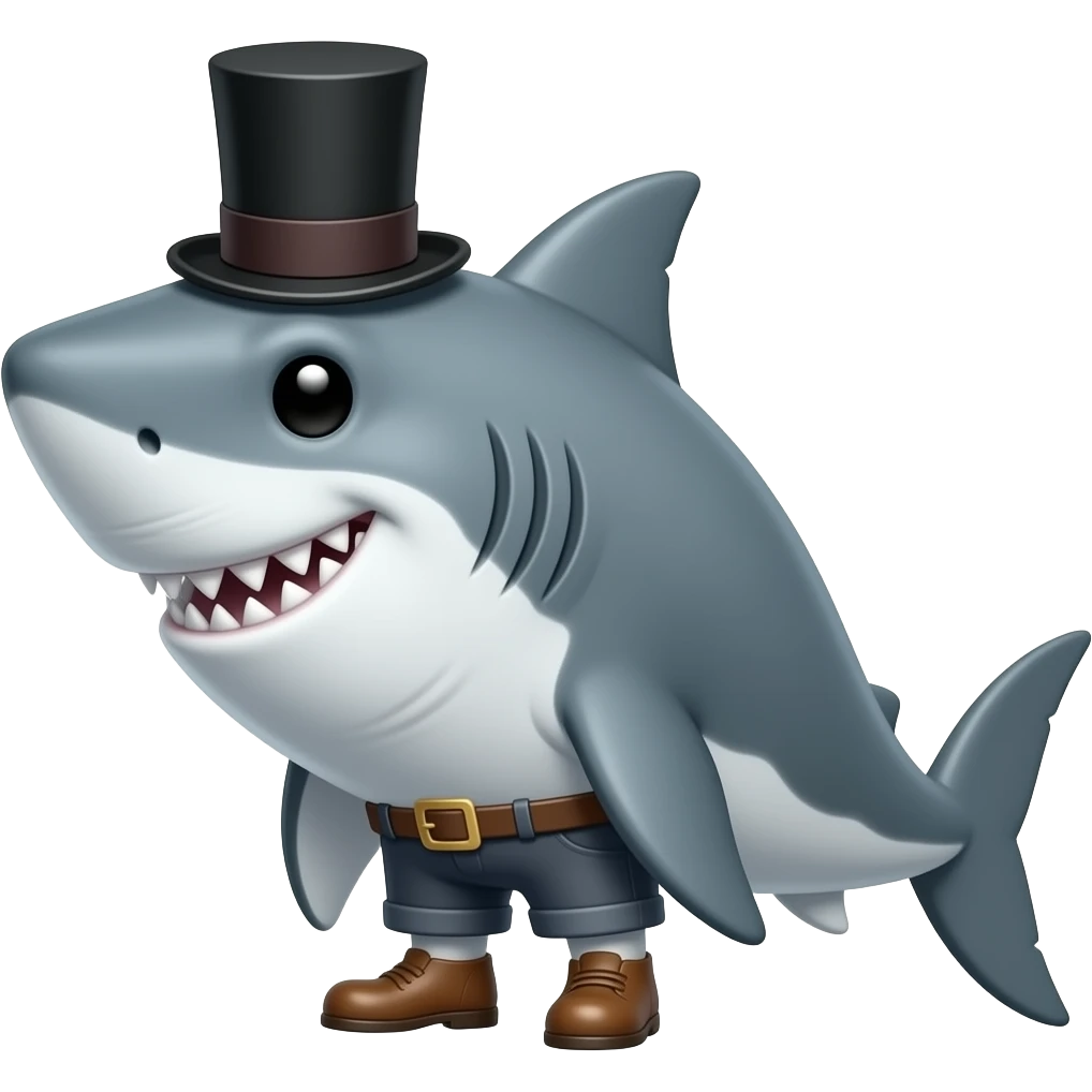 Shark with a top hat emoji