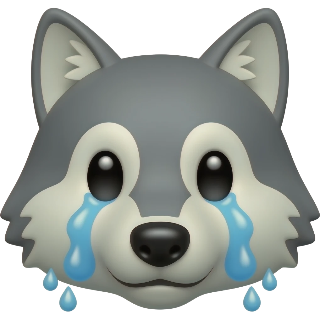 Wolf crying single head emoji