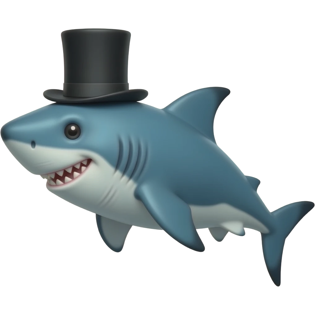 Shark with a top hat emoji