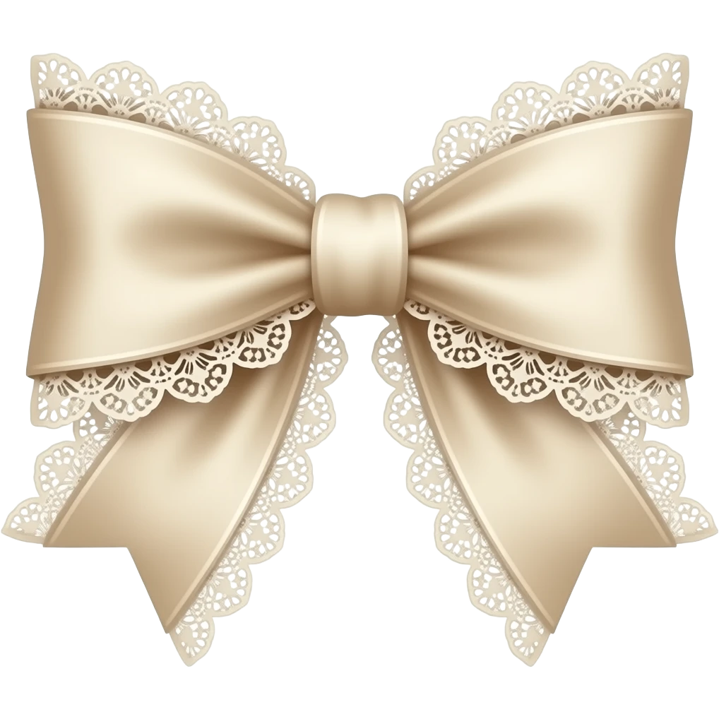 vintage rococo beige bow with lace and frills emoji