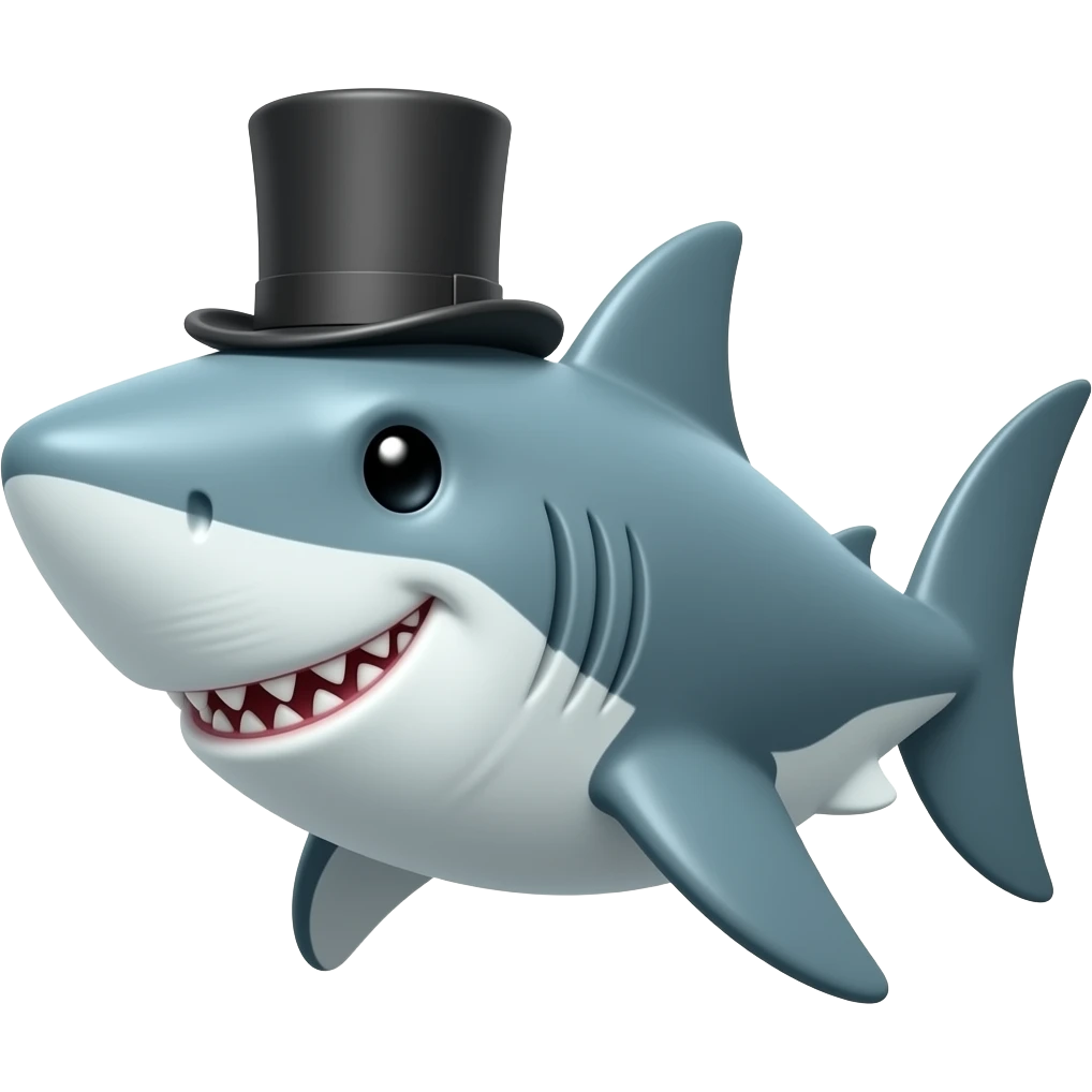 Shark with a top hat emoji