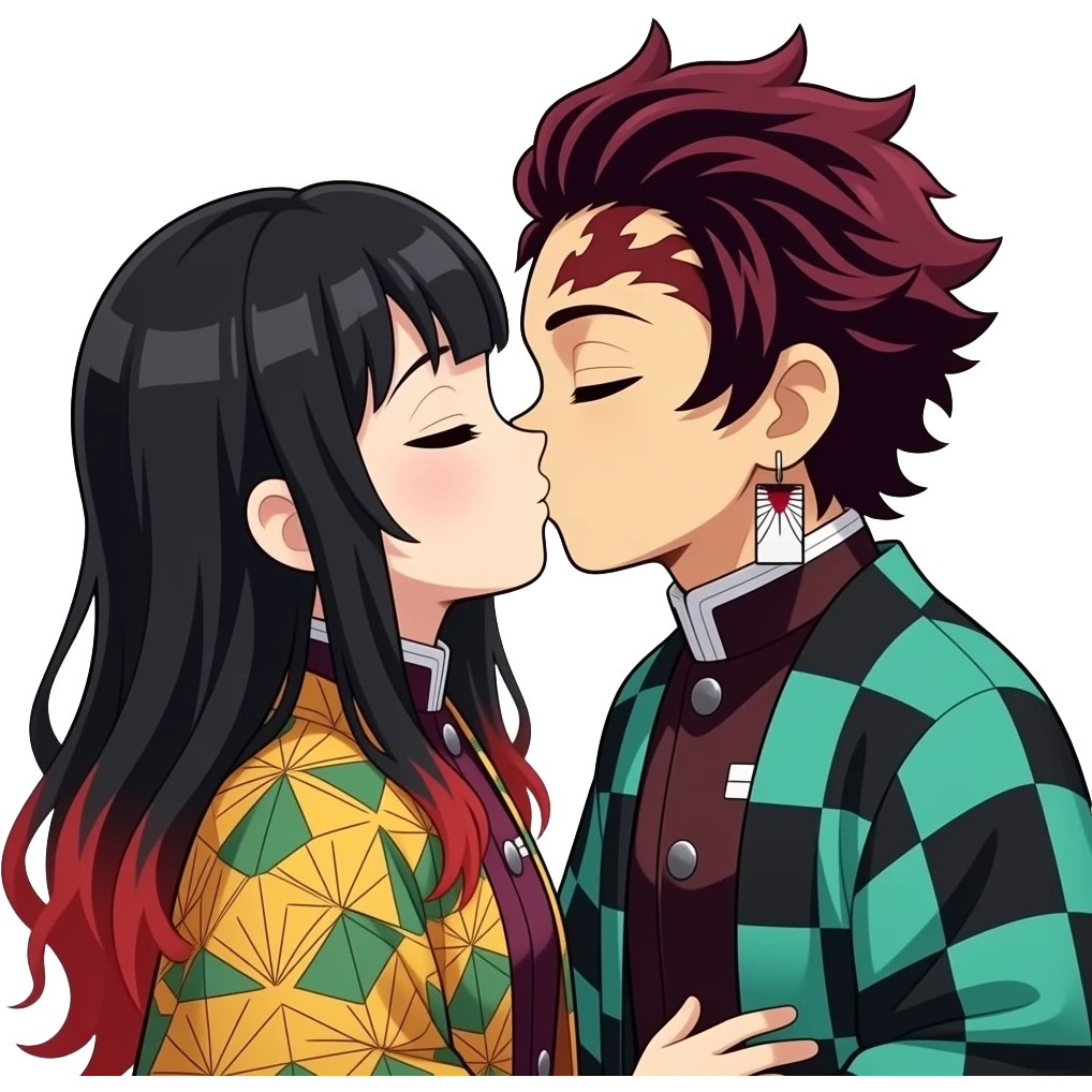 Tanjiro and zenitsu kissing emoji