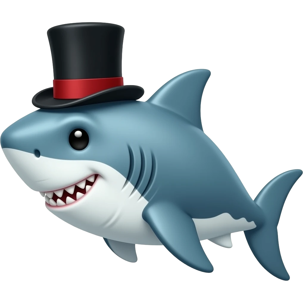 Shark with a top hat emoji
