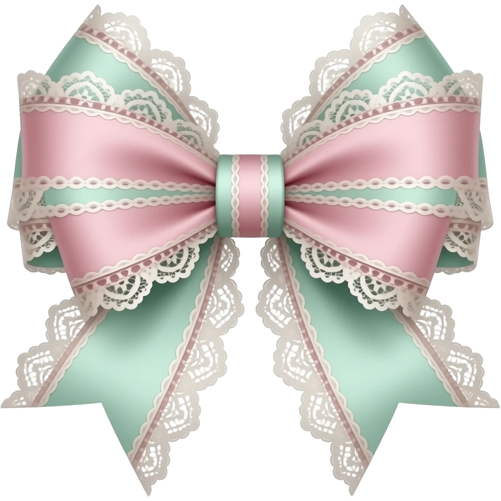 light pink & light green on bow lace coquette bow emoji
