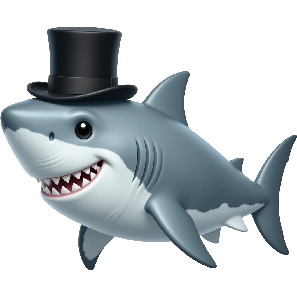 Shark with a top hat emoji