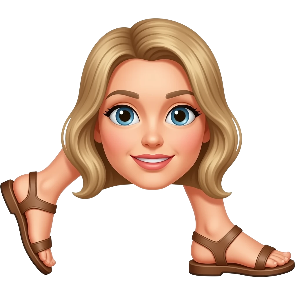 Woman with sandals moving her feet sideways of the sandals emoji