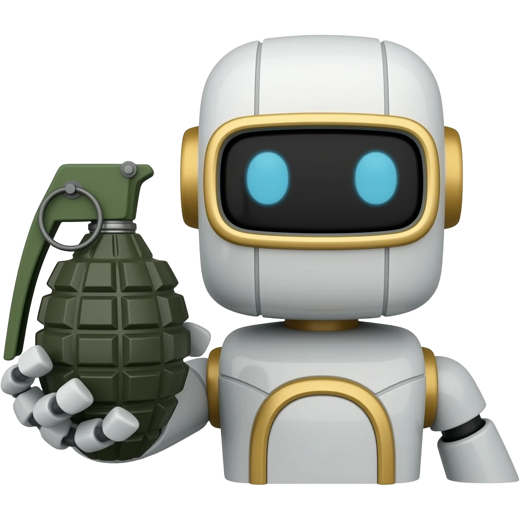 robot holding grenade emoji