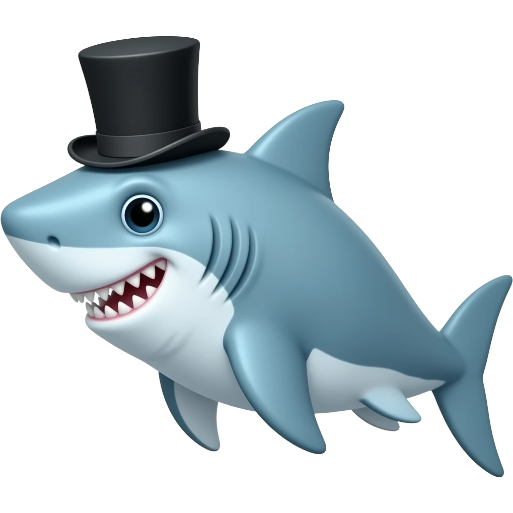 Shark with a top hat emoji