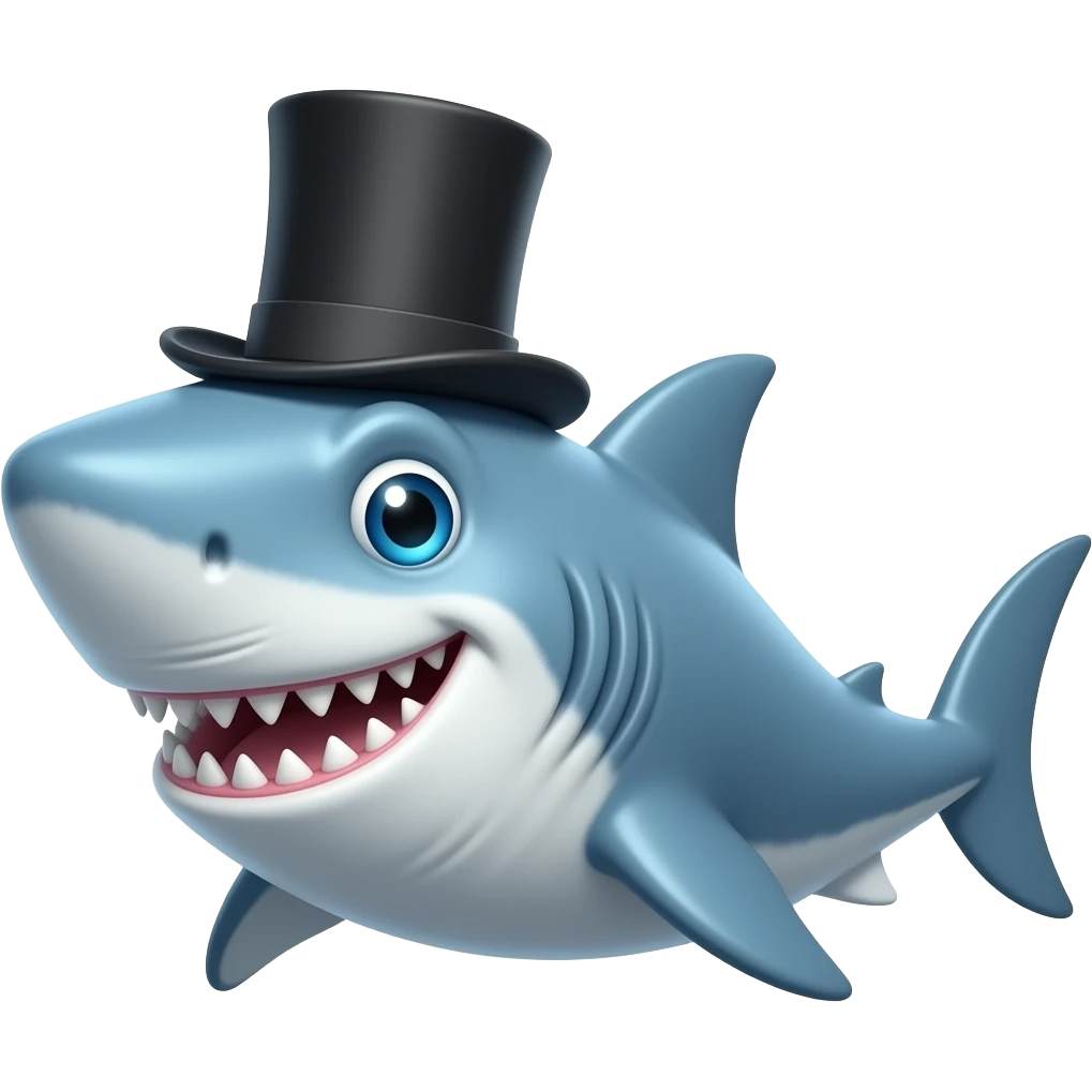 Shark with a top hat emoji