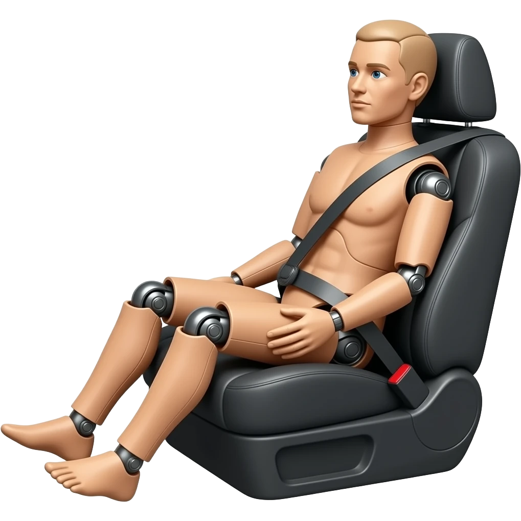 crash test dummy in car seat euro ncap style emoji