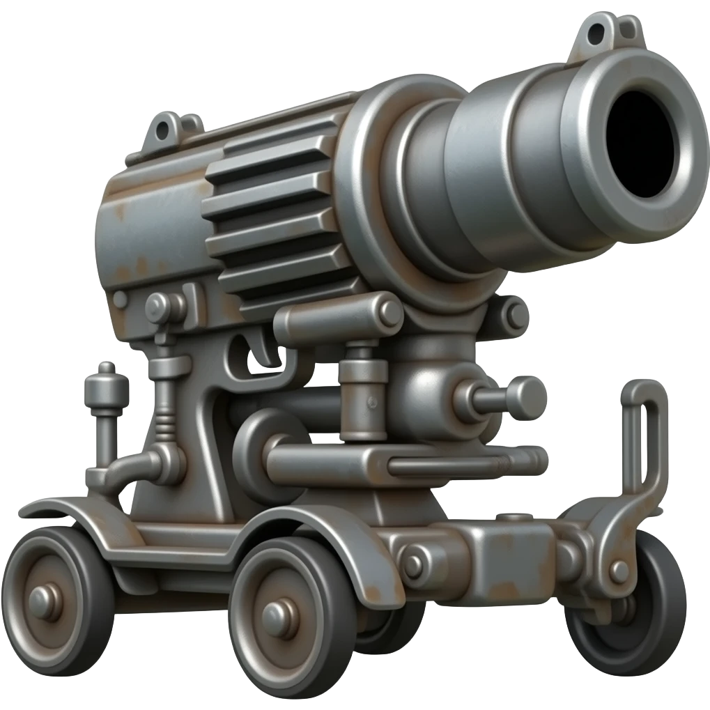 rusty gun machine on wheels emoji | AI Emoji Generator