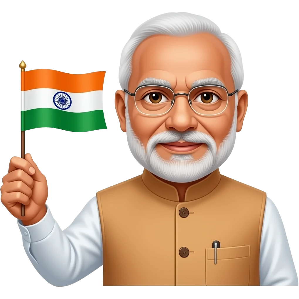 Narendra modi with BJP flag in hand emoji emoji