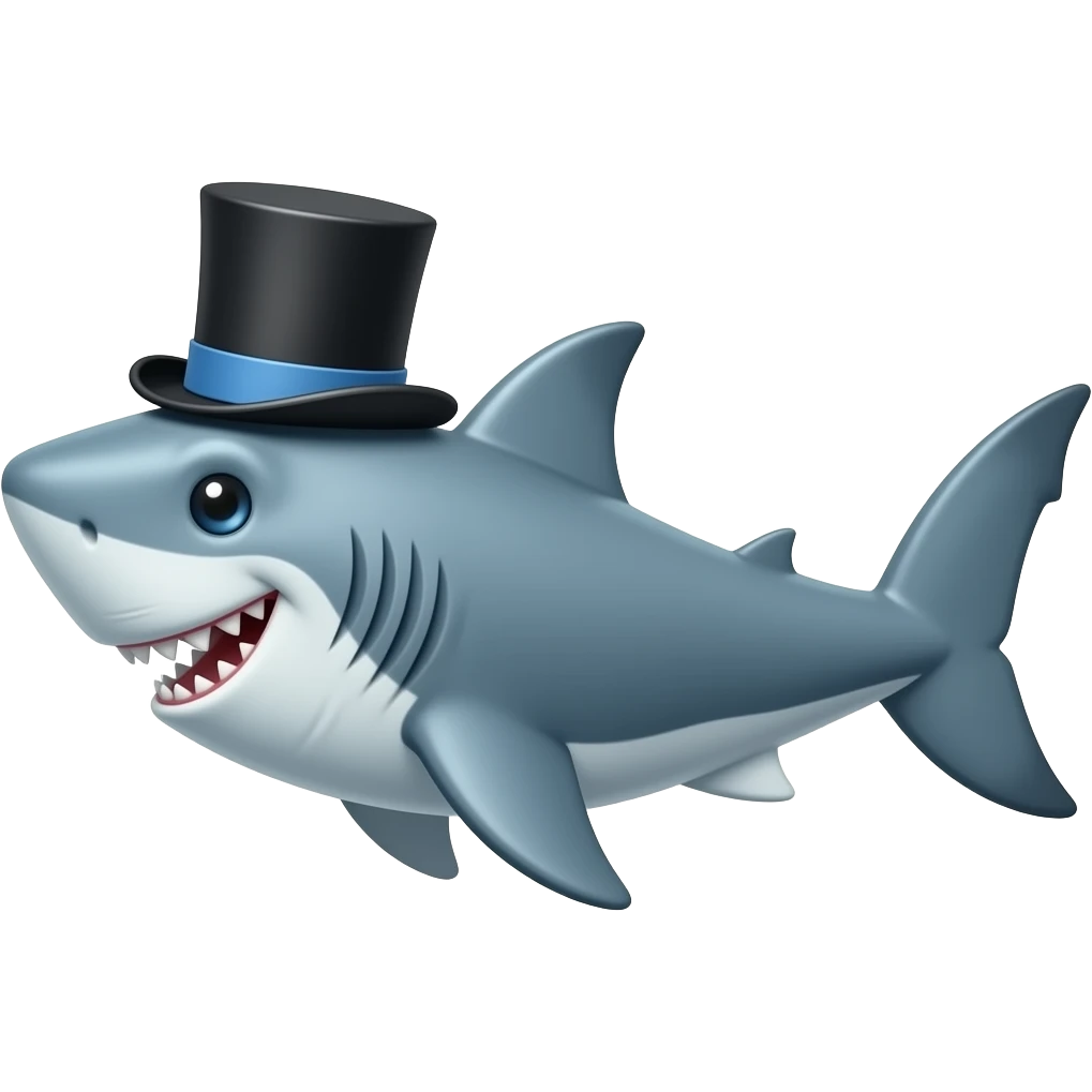Shark with a top hat emoji
