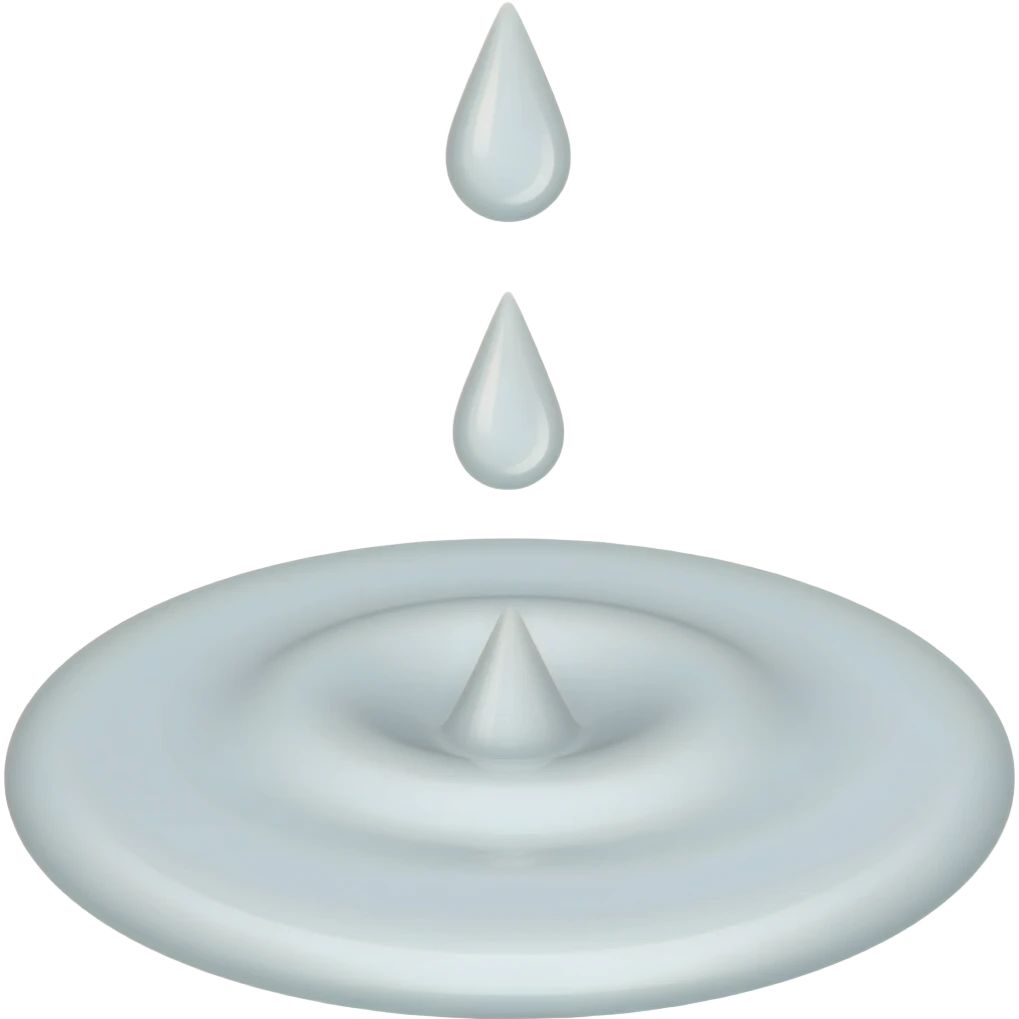 White Droplets dropping into a white puddle Tc emoji