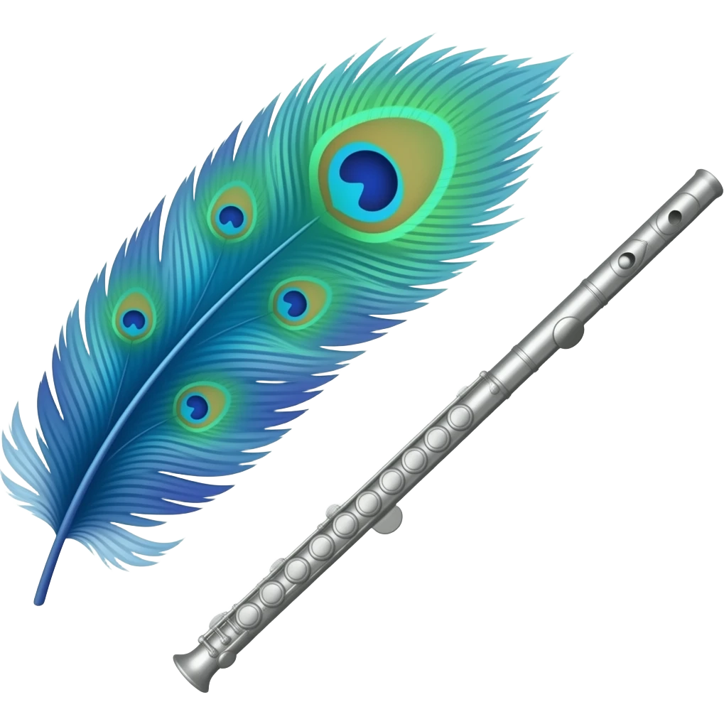 Peacock feather with flute emoji
