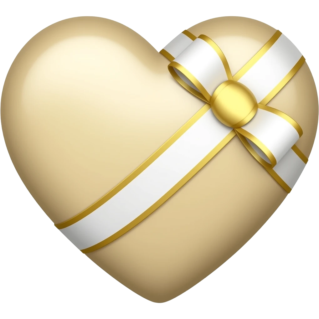 Cœur baige avec un ruban  clair brillant sur le haut à droite emoji