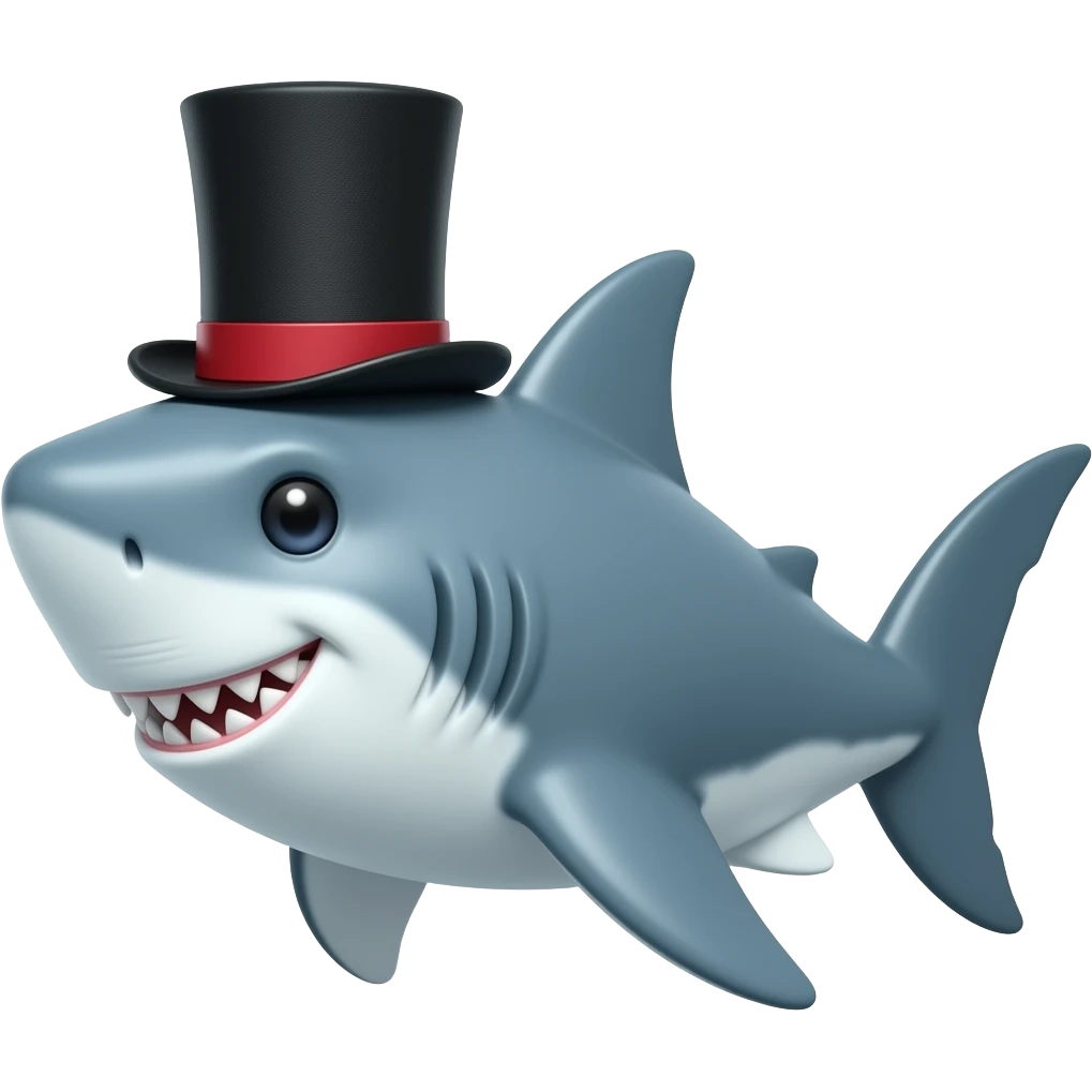 Shark with a top hat emoji