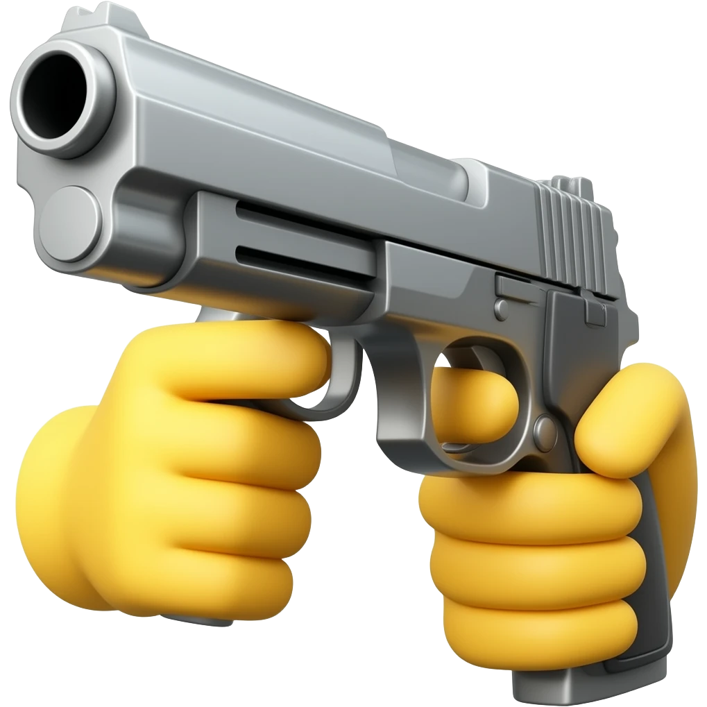 YELLOW HANDS aiming a BIG GUN , emoji style emoji