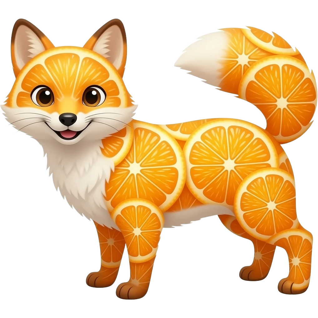 a firefox alike emote, but  the fox is made of oranges emoji