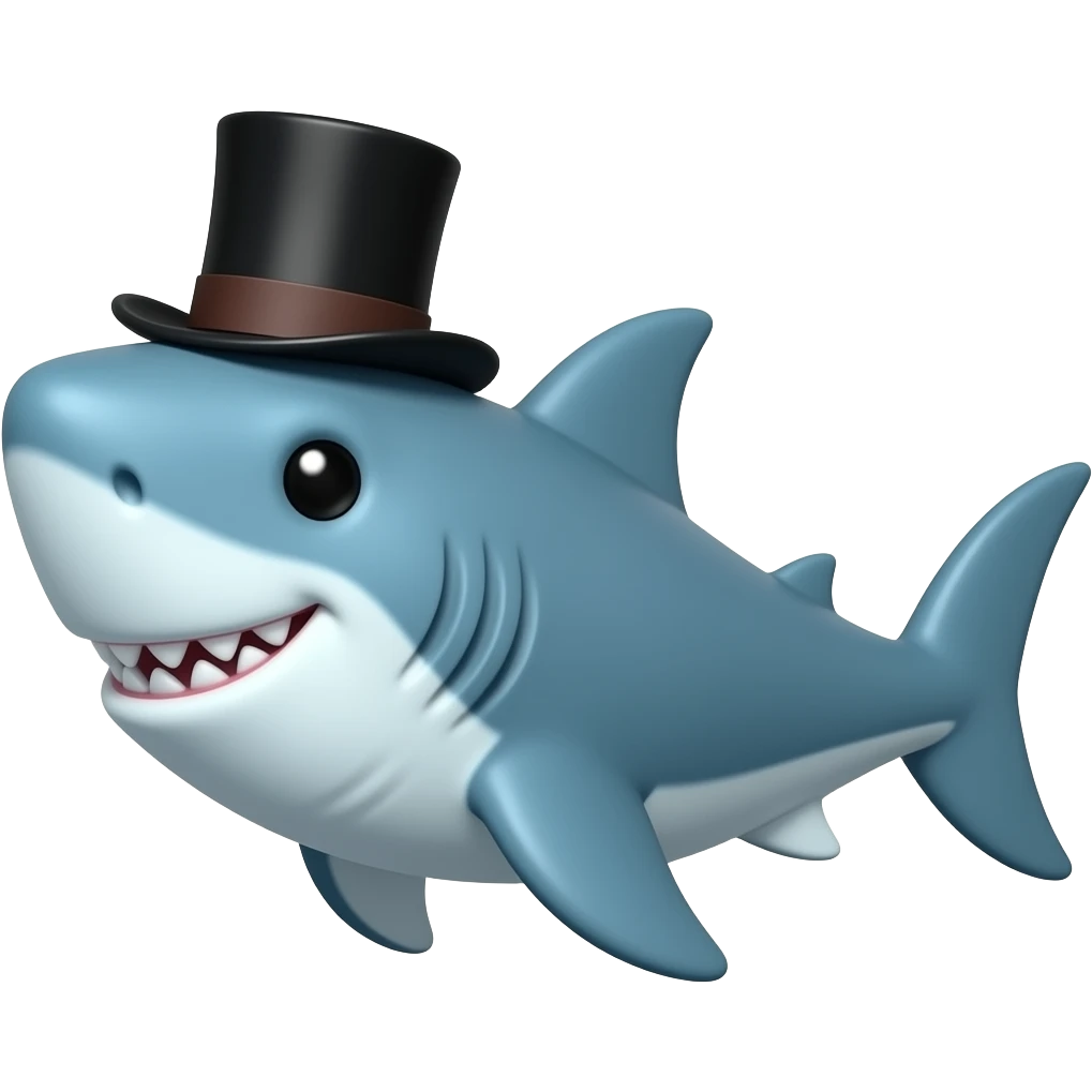 Shark with a top hat emoji