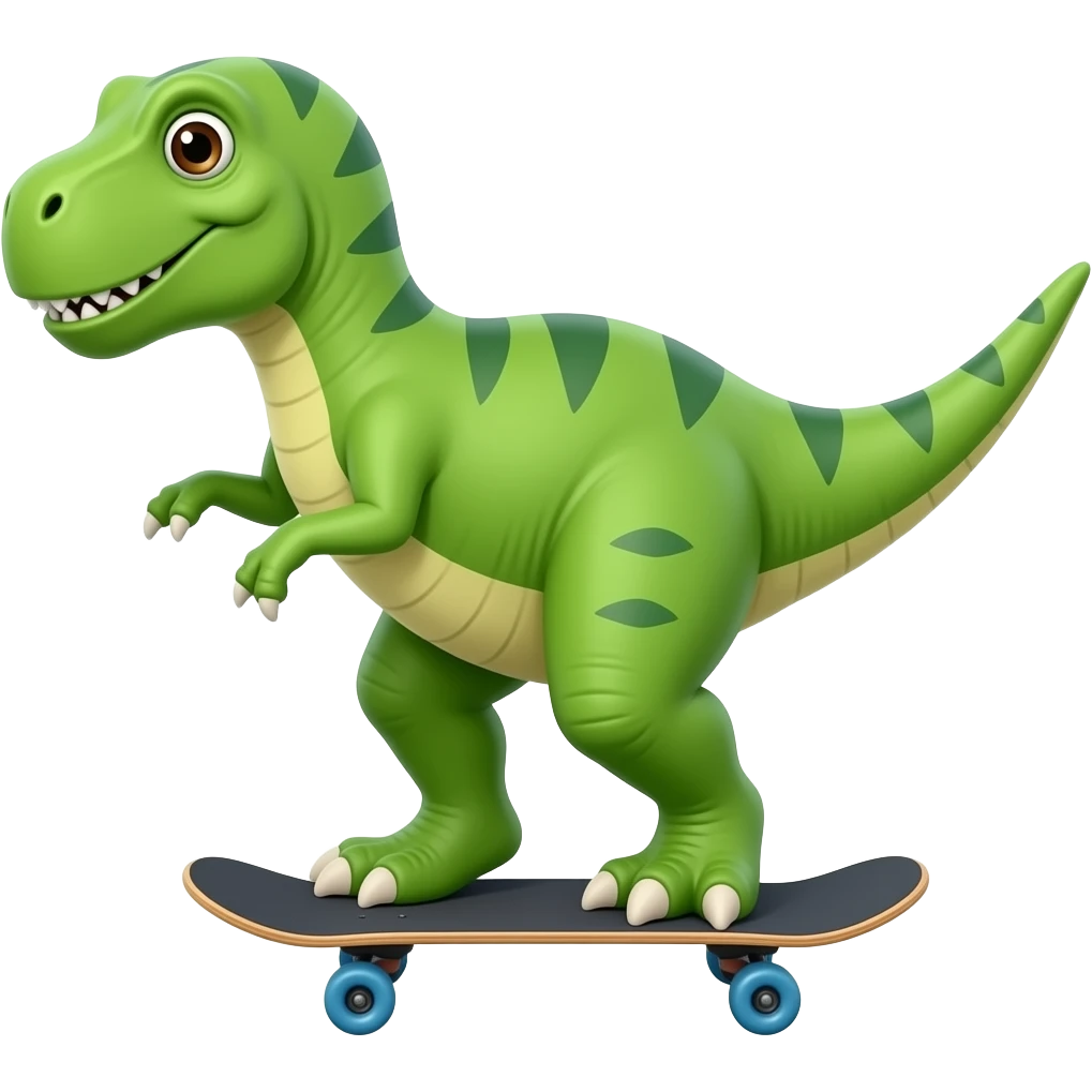 Dinosaur on a skateboard emoji