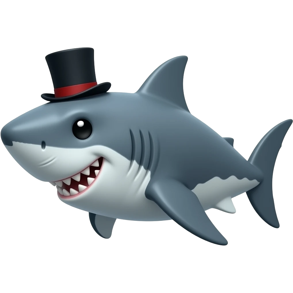 Shark with a top hat emoji