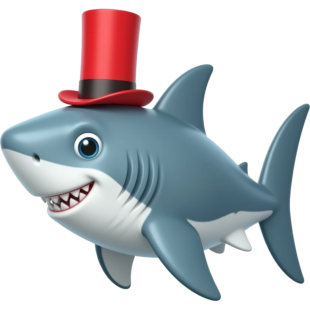 Shark with a top hat emoji