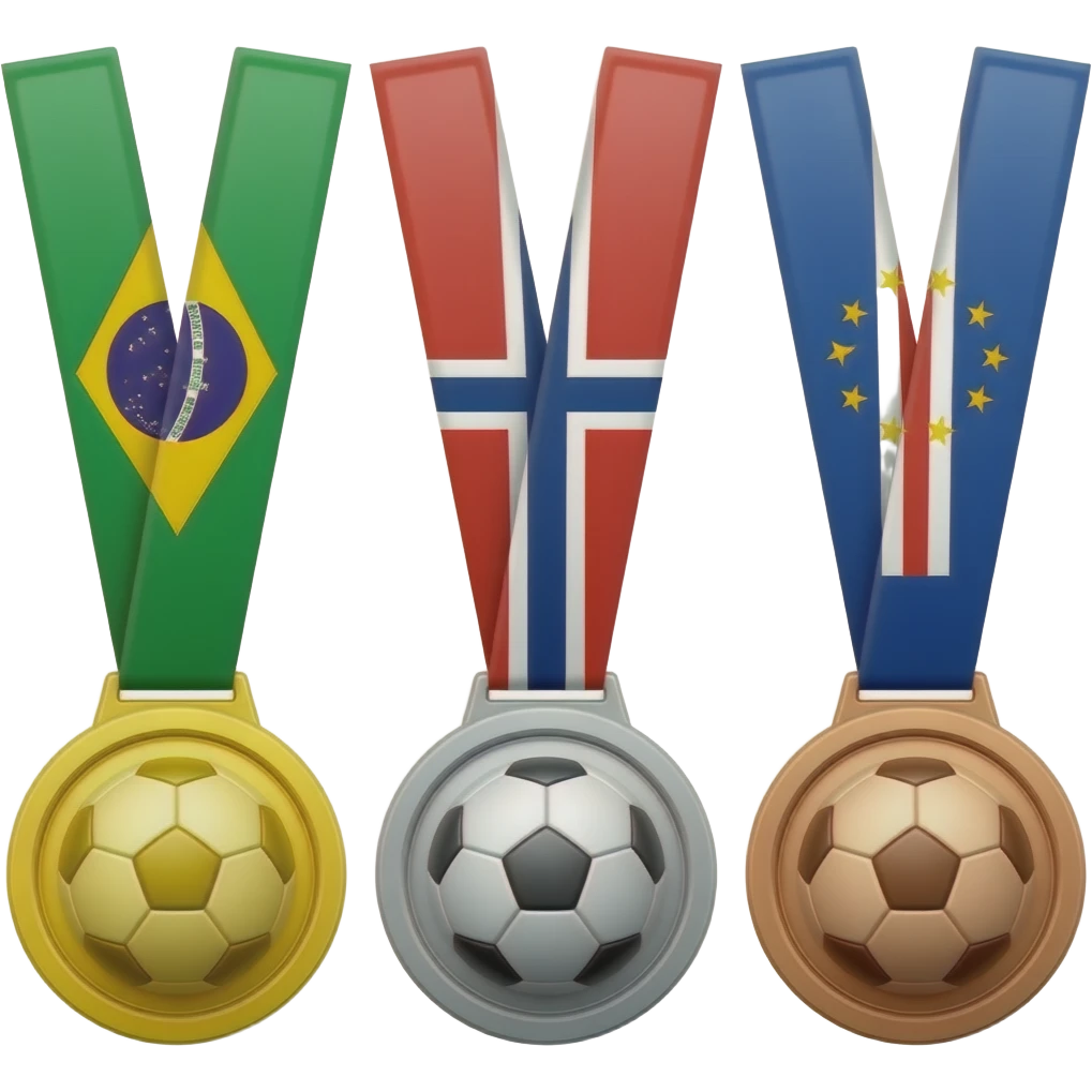 🥇🇧🇷⚽.   🥈🇳🇴⚽.    🥉🇨🇻⚽ emoji