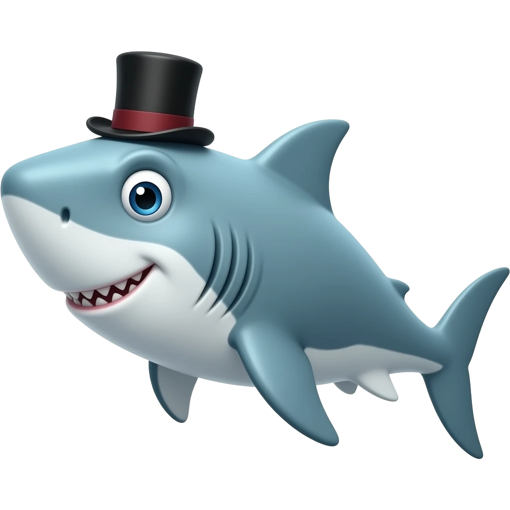 Shark with a top hat emoji