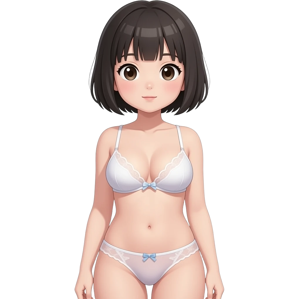 巨乳のボブカットの下着姿の幼女 emoji