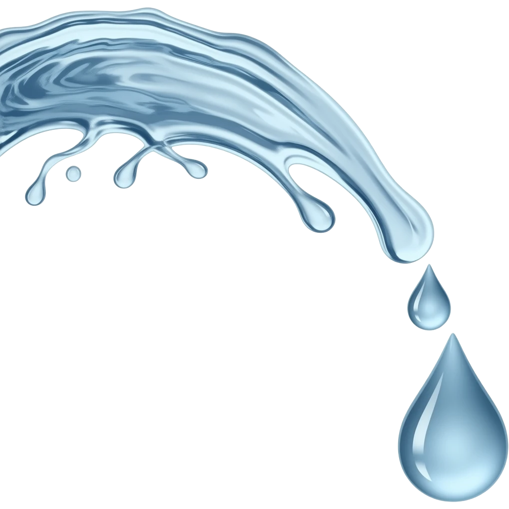 large three drops of splashing water (from the upper left corner bends and points downwards to the right) emoji