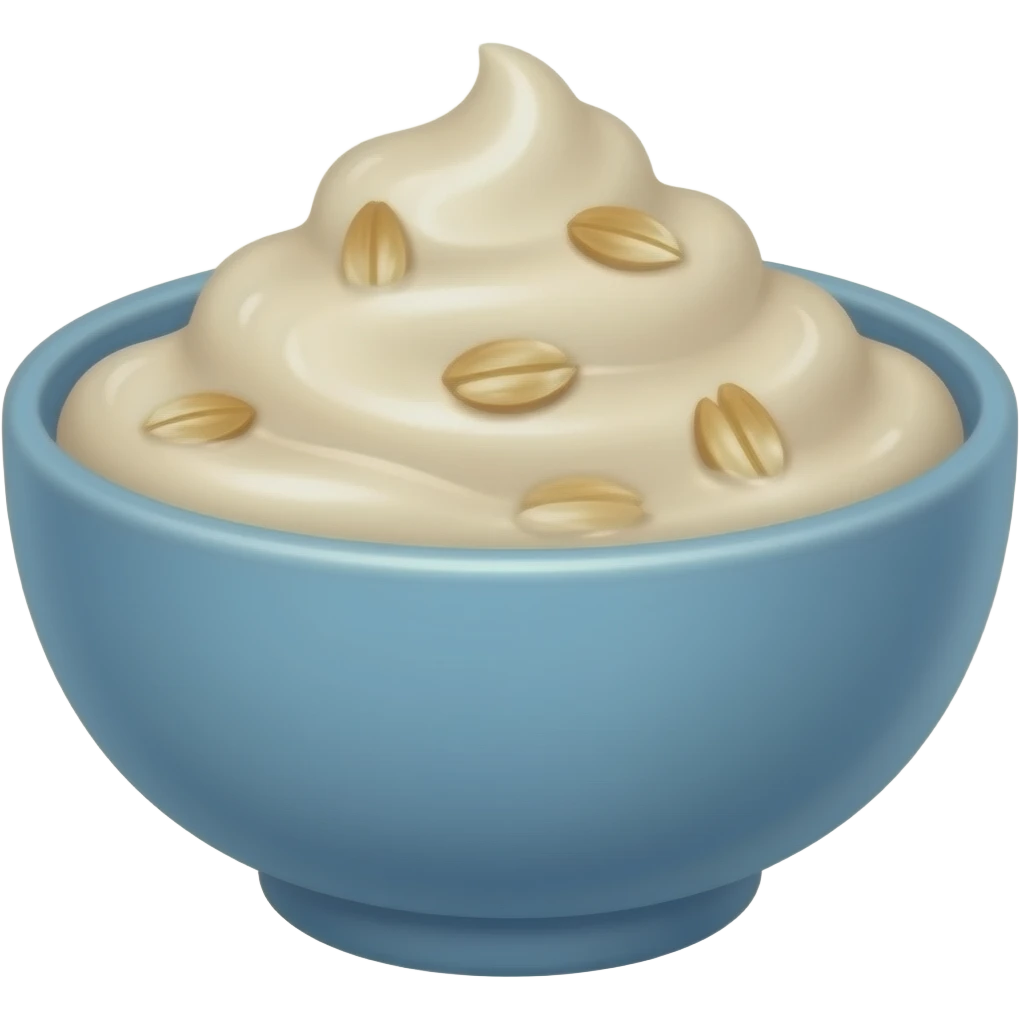 elegant blue bowl with some milky oatmeal emoji