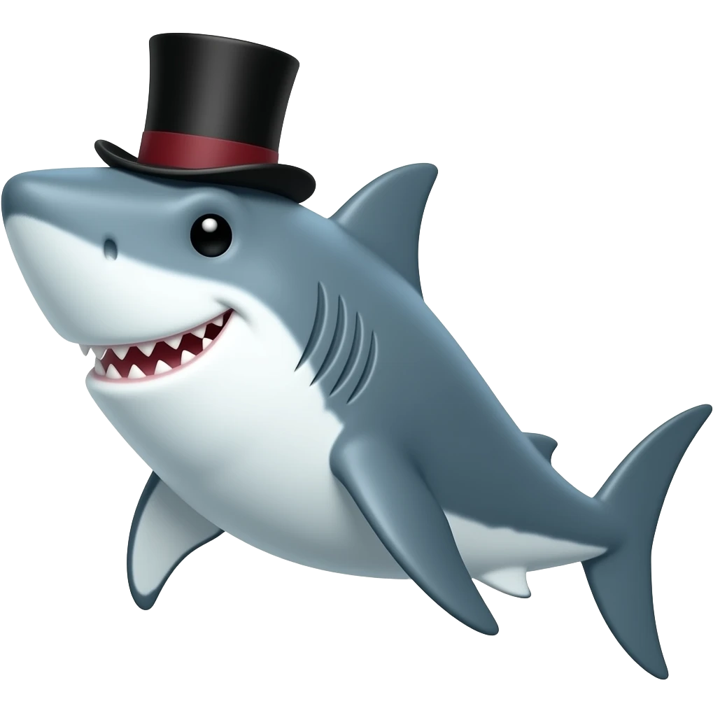 Shark with a top hat emoji