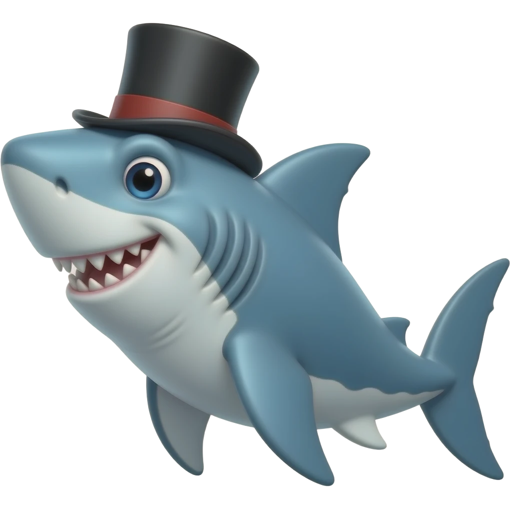 Shark with a top hat emoji