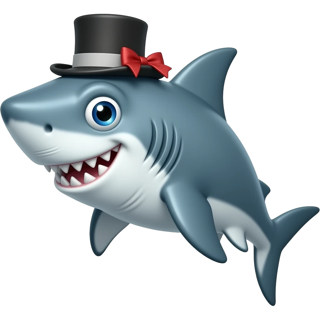 Shark with a top hat emoji