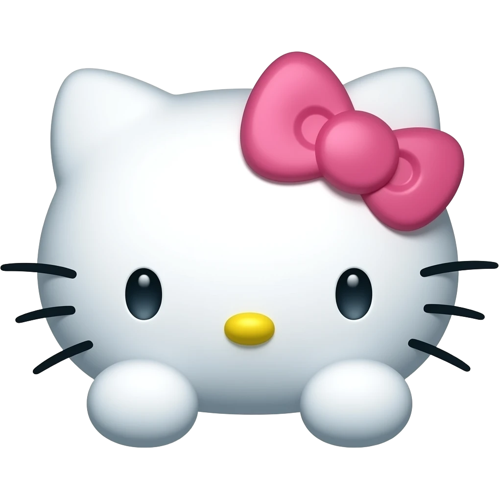 clear glass hello Kitty head with front paws emoji