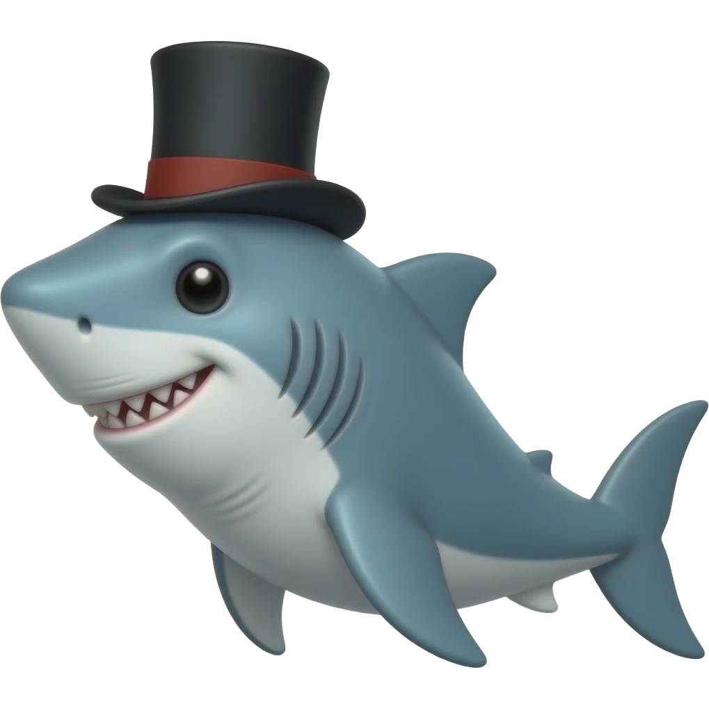 Shark with a top hat emoji