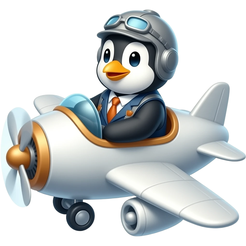 Pingwin pilotujący samolot emoji