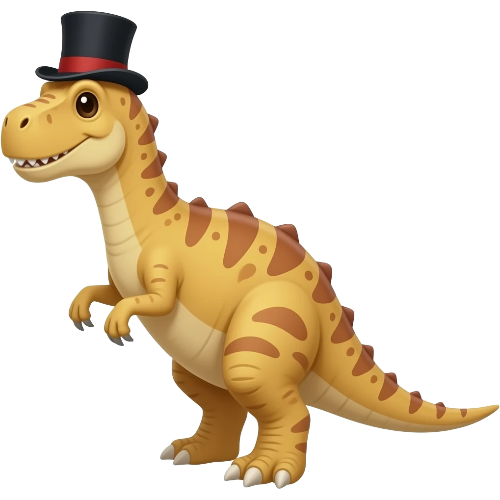 Make a dinosaur wear a top hat emoji