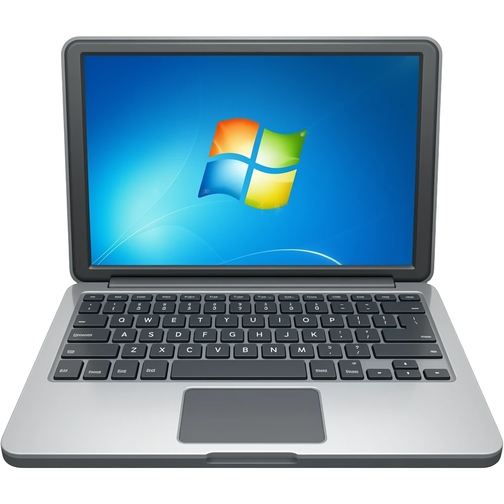 gray laptop with gray keys and windows screen emoji