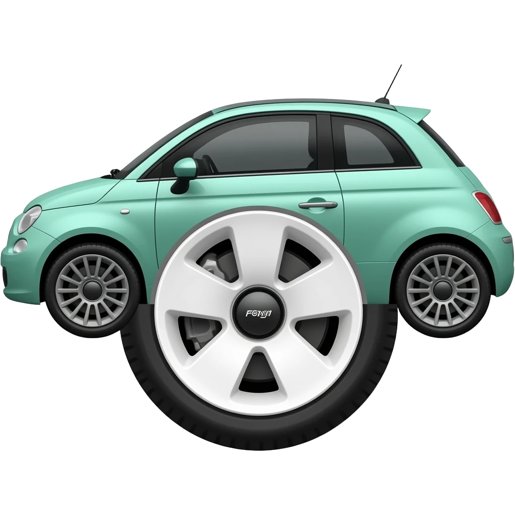 mint green fiat 500 twinair white wheel covers total side view emoji
