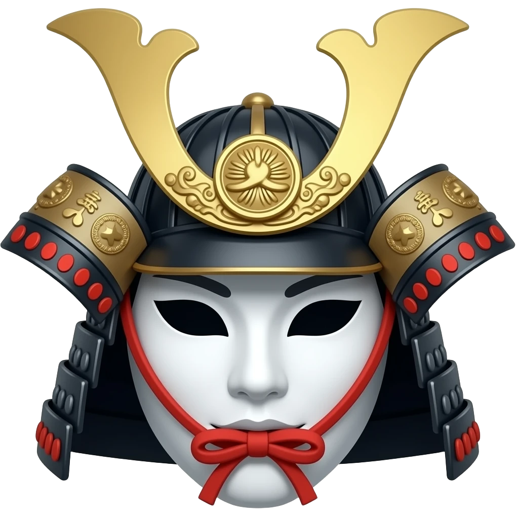 японская женская маска самурая белого цвета emoji