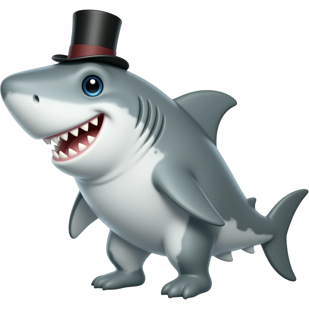 Shark with a top hat emoji
