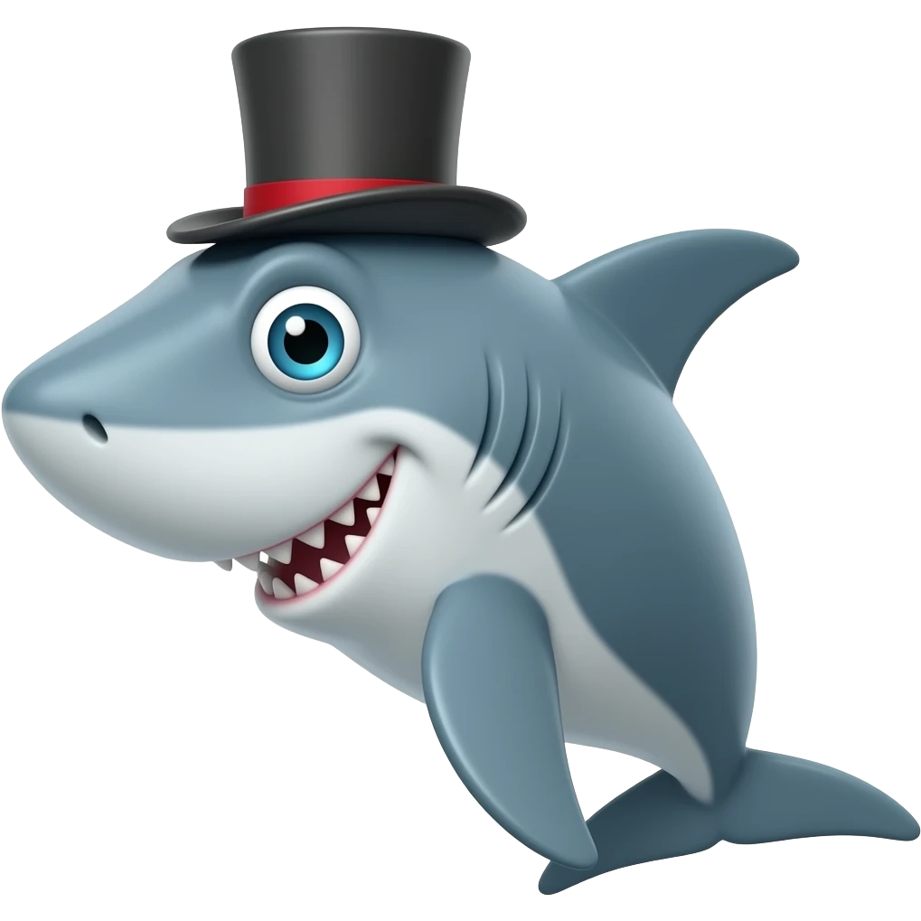 Shark with a top hat emoji
