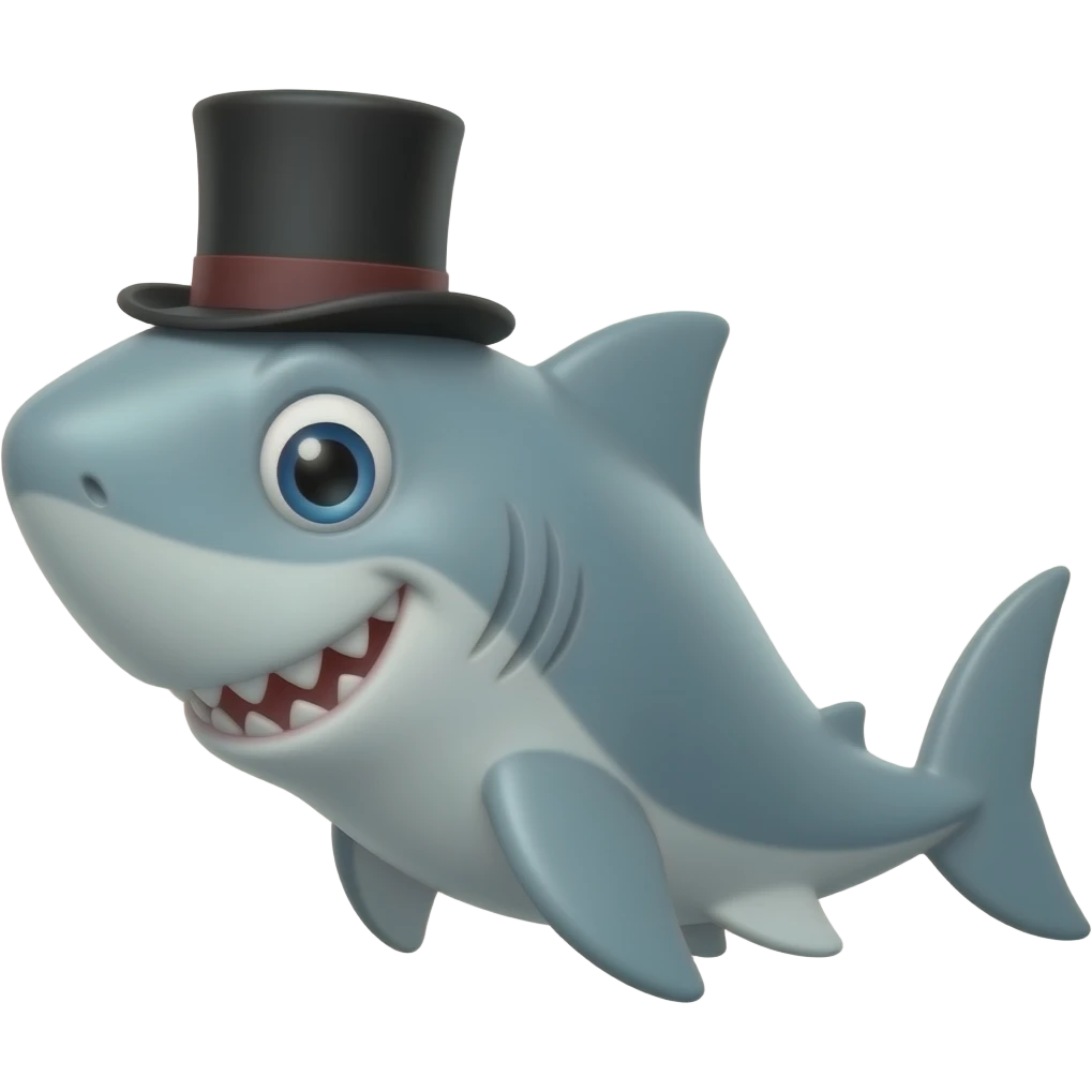 Shark with a top hat emoji
