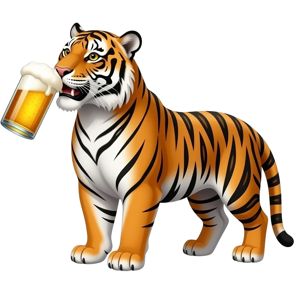 A tiger drinking a beer emoji