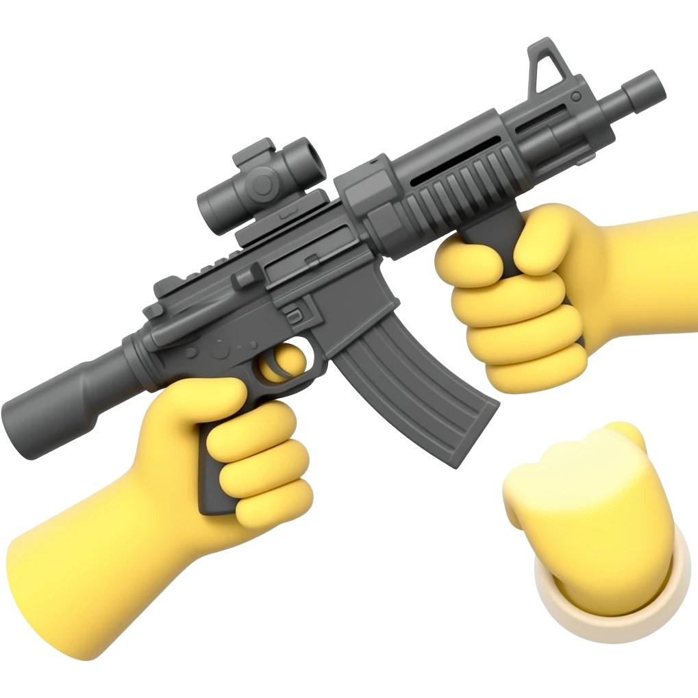 2 yellow hand holding a machine  gun emoji
